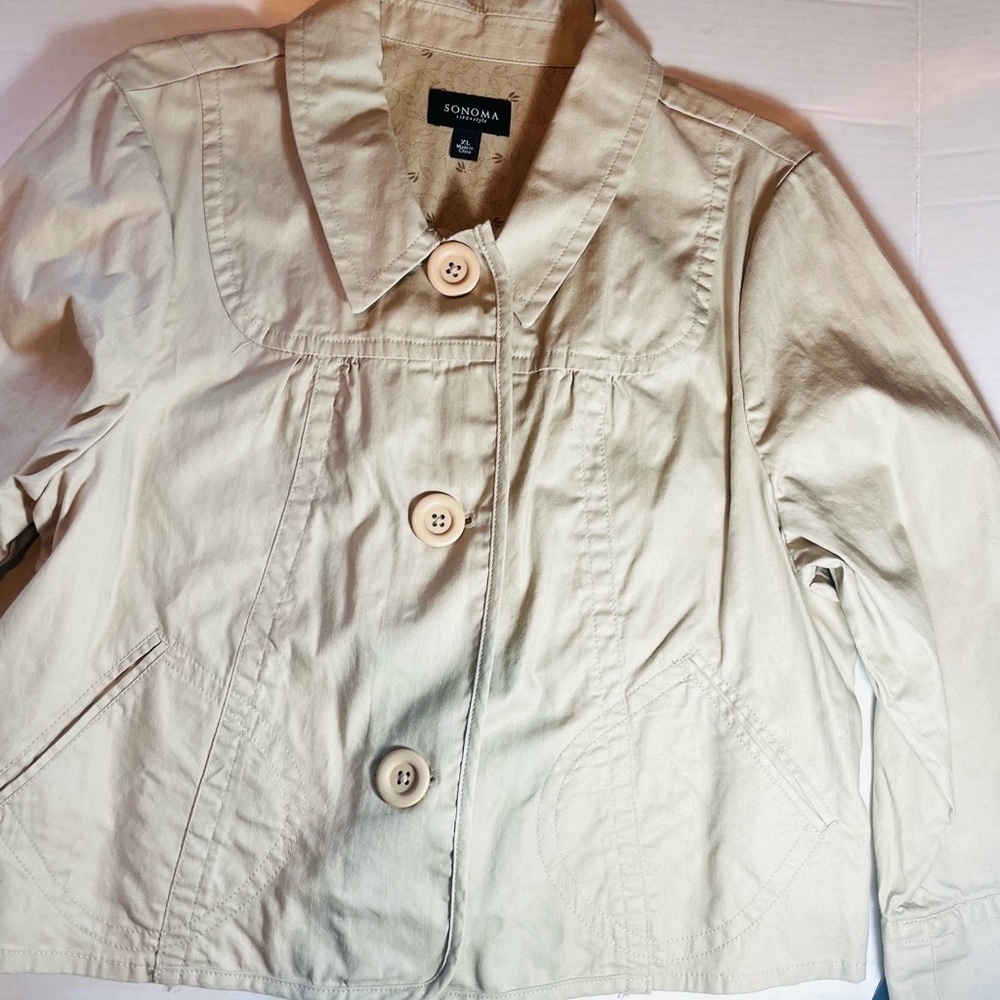 Sonoma Beige Utility Jacket Lightweight Button Front Casual Chic Size XL NWT - Picture 2 of 11